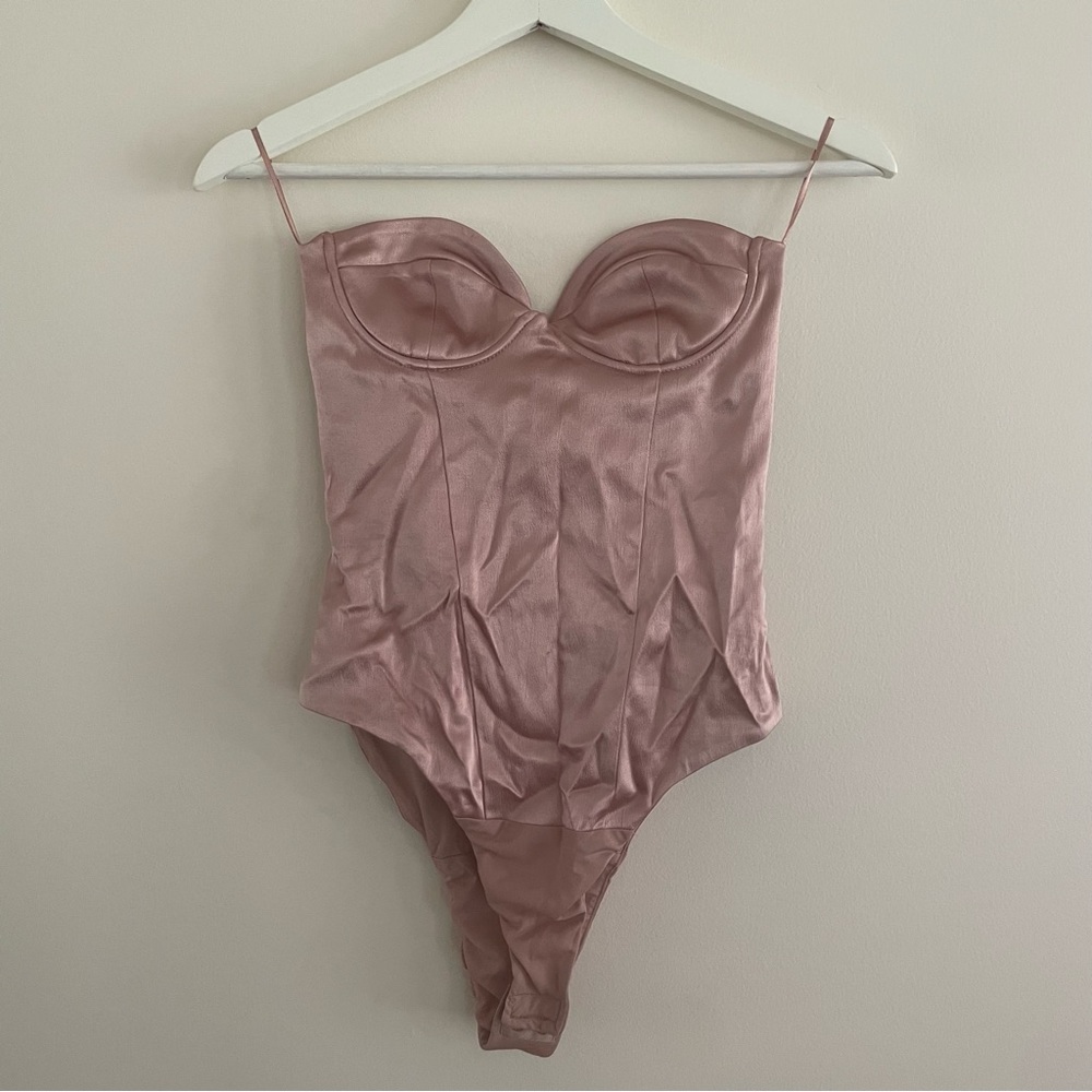 Elegant Pink Satin Bodysuit